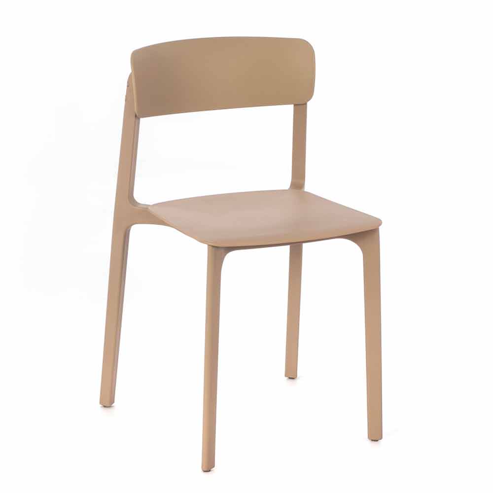 4 farbige stapelbare stühle aus polypropylen in modernem design