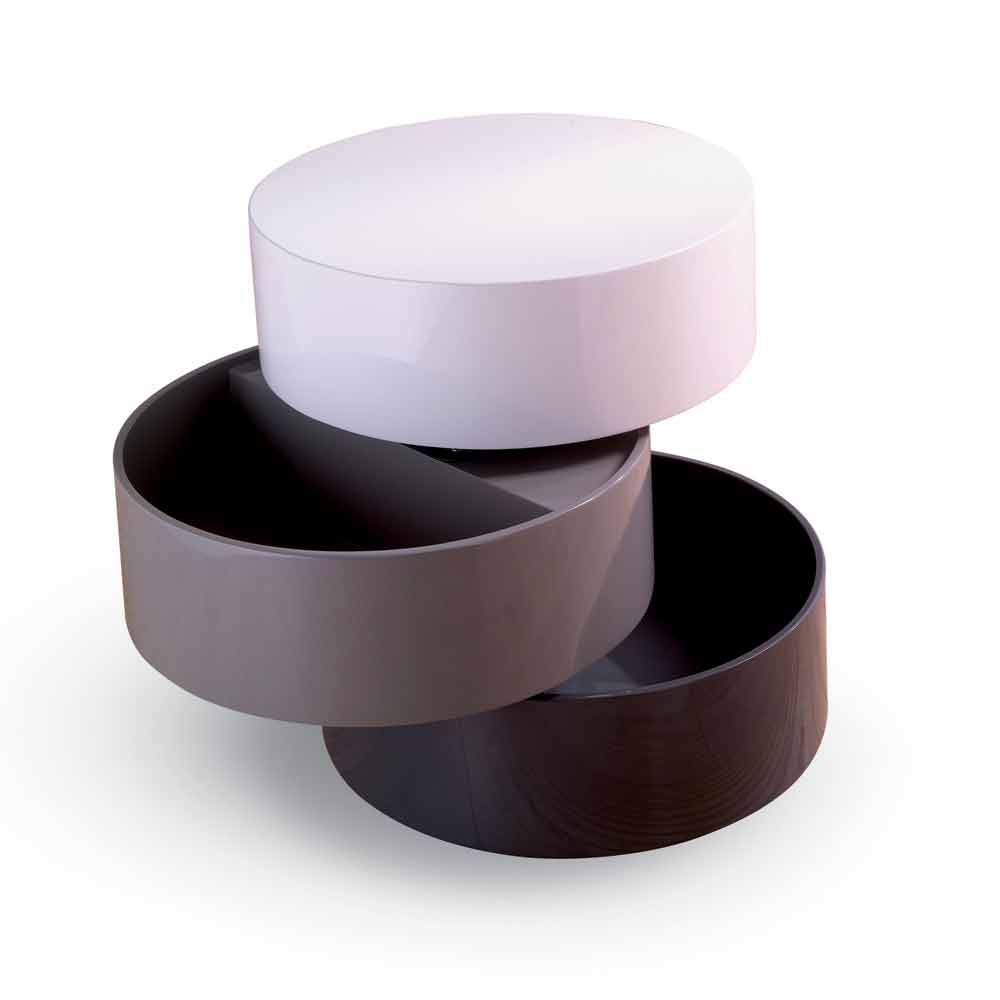 Design runder Couchtisch mit drehbaren Regalen