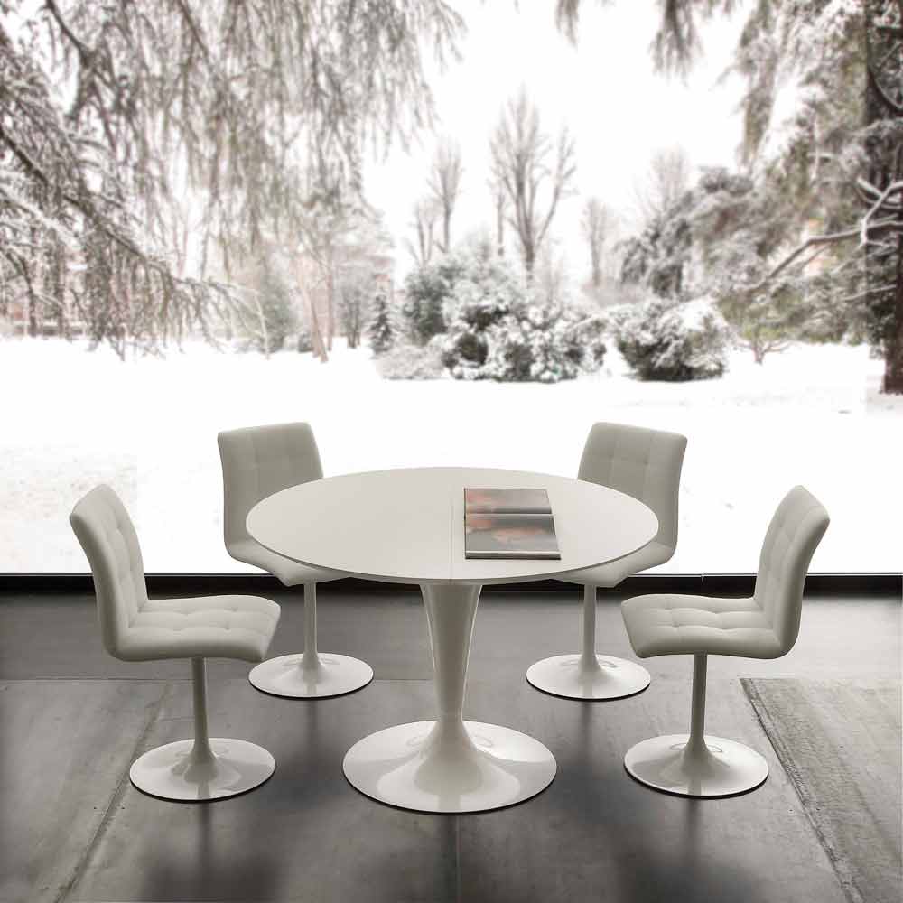 Runder Esstisch ausziehbar bis 170 cm, aus Holz Topeka, in modernem Design