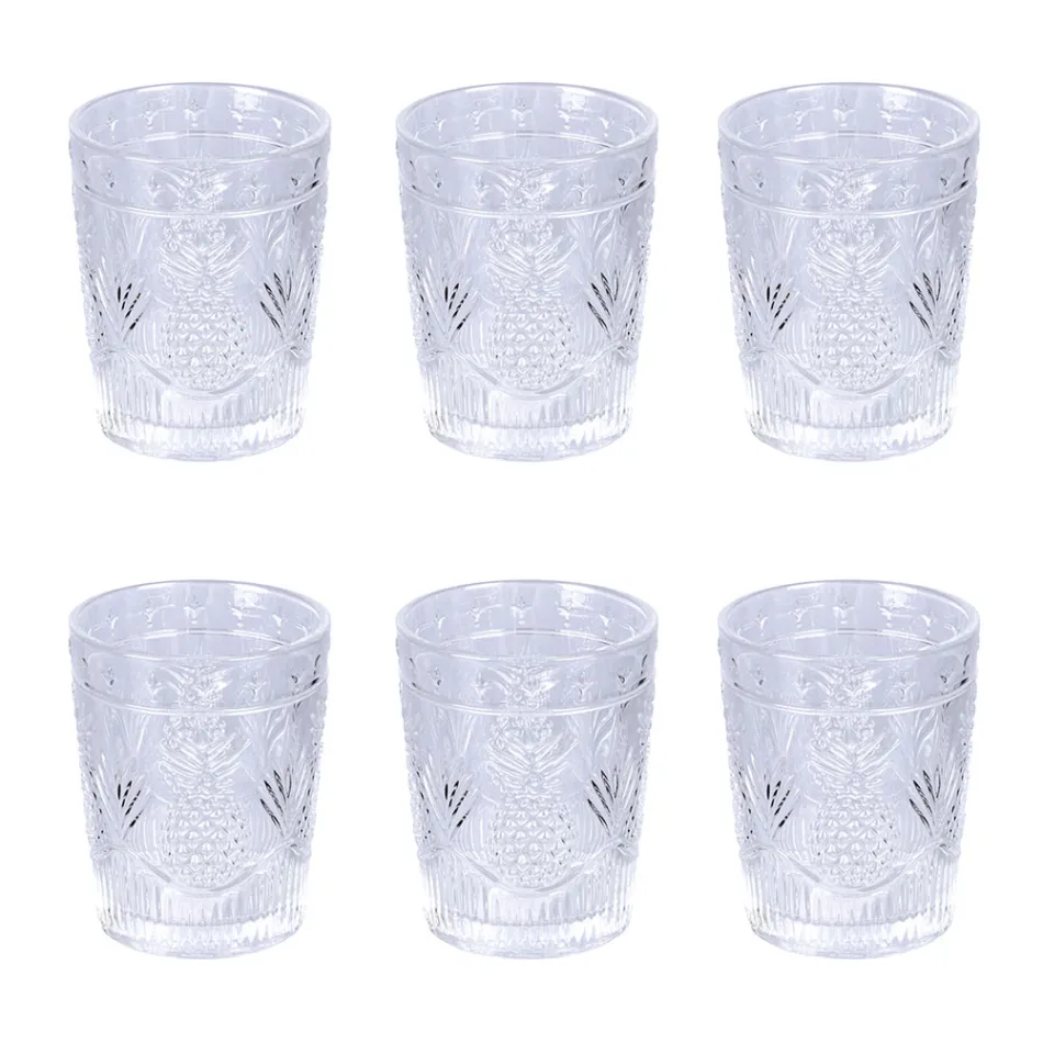 12 Wassergläser 250 ml aus Glas und bearbeiteter Oberfläche - Sangria Viadurini