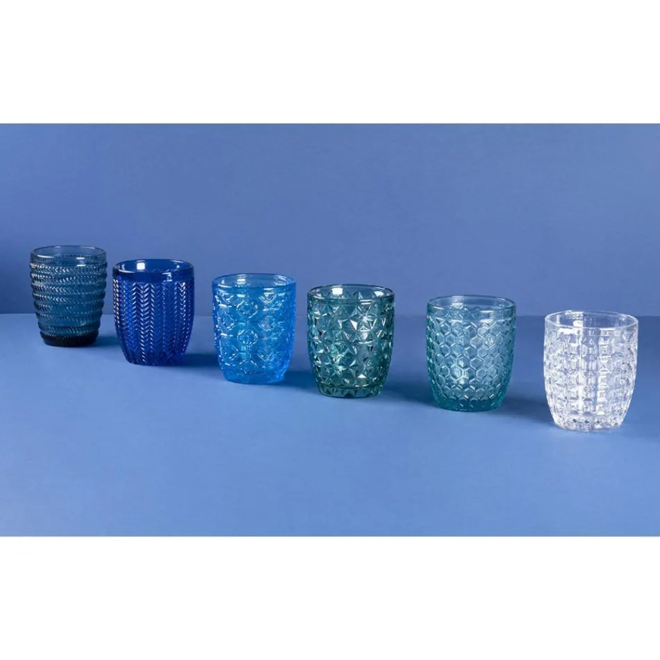 12 Wassergläser 350 ml in verschiedenen Farben und Dekorationen - Ozean Viadurini