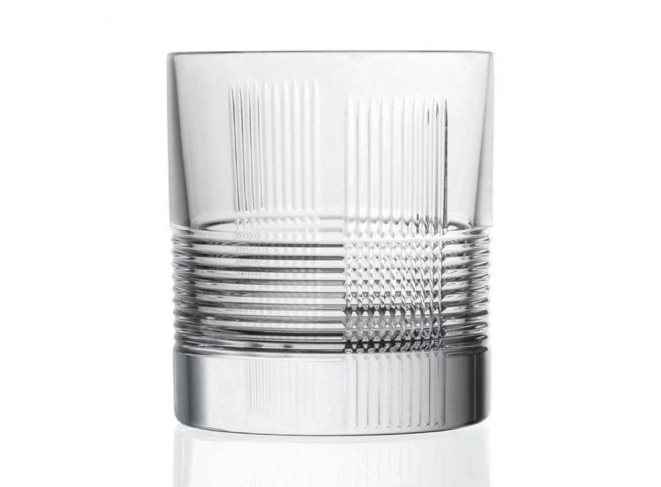 12 Gläser für Wasser oder Whisky Vintage Design in dekoriertem Kristall - taktil Viadurini
