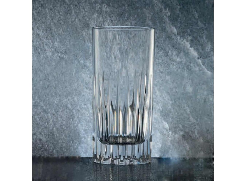 12 Becher Tall Long Drink Glasses aus ökologischem Kristall - Voglia Viadurini