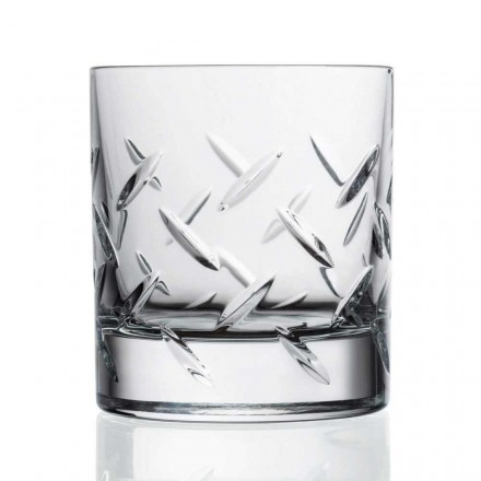 12 Gläser für Whisky oder Wasser in Öko-Kristall mit modernen Dekorationen - Arrhythmie Viadurini