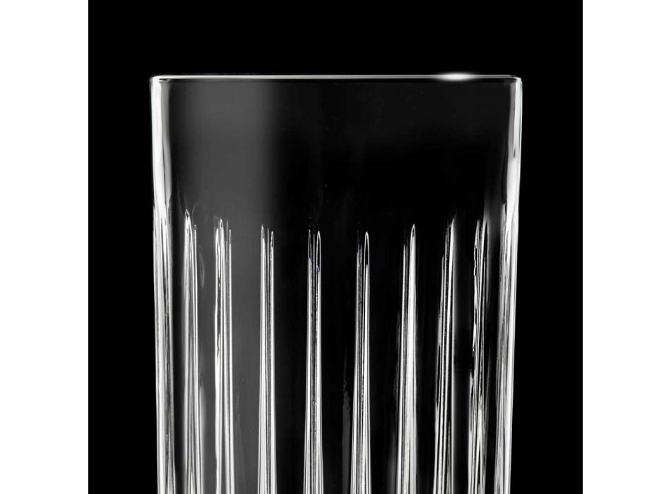 12 Tumbler Tall Highball Gläser aus verziertem Öko-Kristall - Senzatempo Viadurini