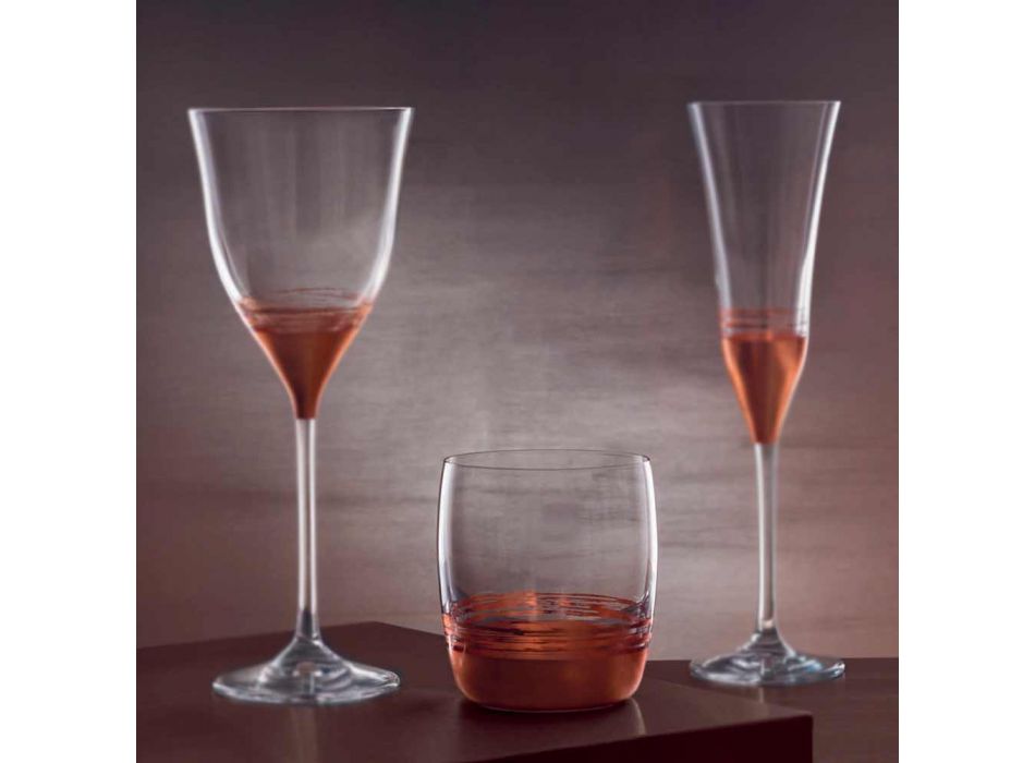 12 Low Tumbler Gläser für Wasser mit Gold-, Platin- oder Bronzeblatt - Soffio