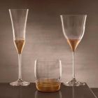 12 Low Tumbler Gläser für Wasser mit Gold-, Platin- oder Bronzeblatt - Soffio Viadurini