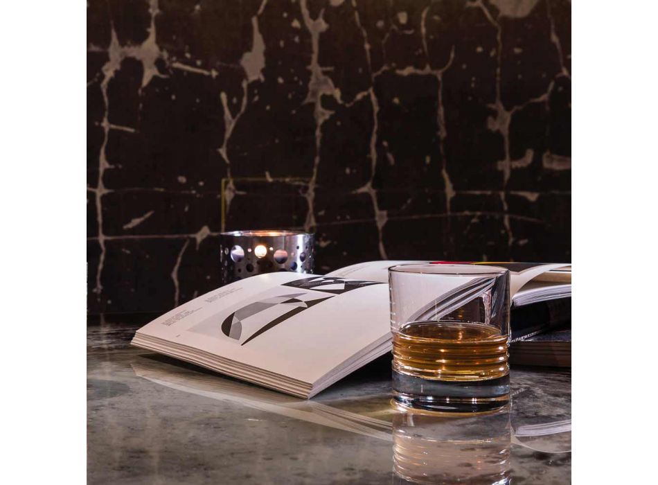12 Tumbler Double Old Fashioned Crystal Whisky Gläser - Arrhythmie Viadurini