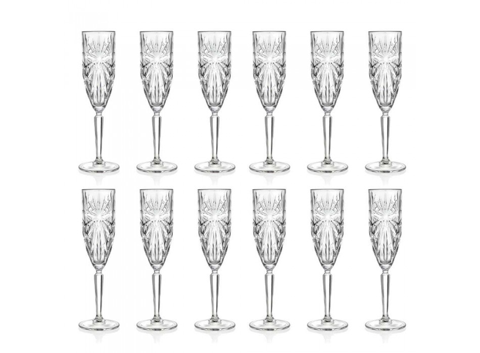 12 Flötengläser Glas für Champagner oder Prosecco in Eco - Daniele Crystal Viadurini
