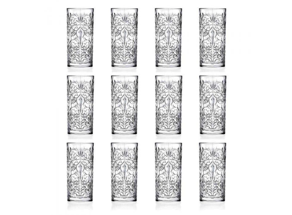 12 Tumbler Tall Highball Cocktailglas oder luxuriös dekoriertes Wasser - Schicksal Viadurini