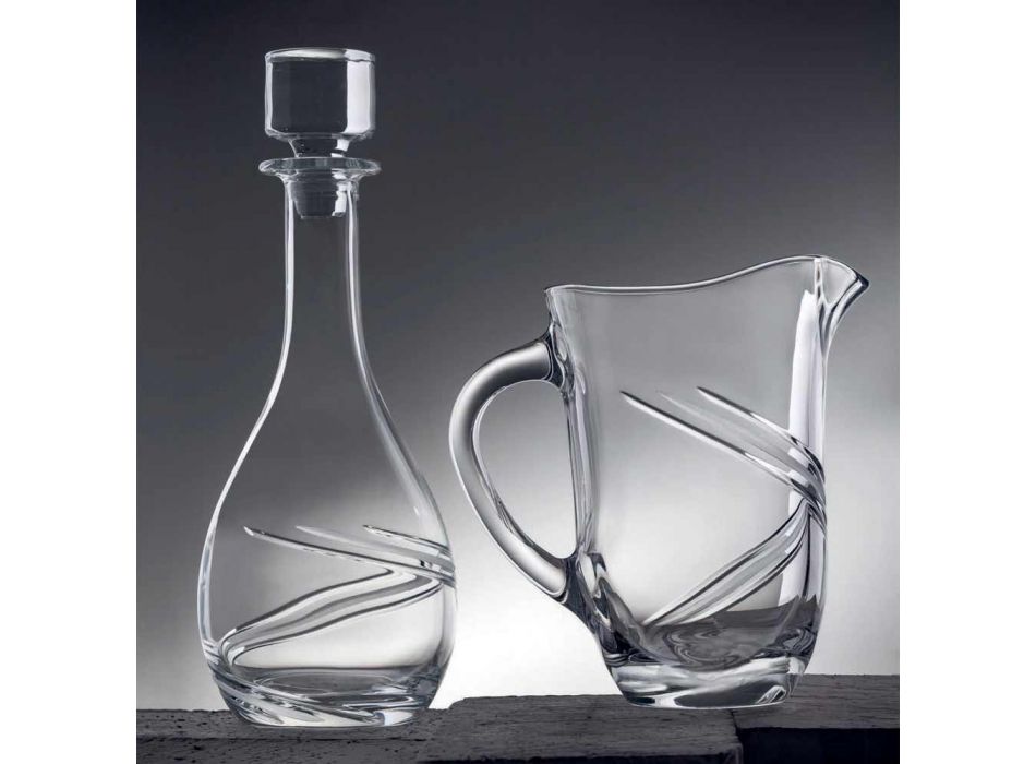 2 Weinflaschen und luxuriöser handdekorierter Öko-Kristalldeckel - Zyklon Viadurini