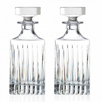 2 Kristall-Whiskyflaschen mit manuellem Mahlen Made in Italy - Voglia