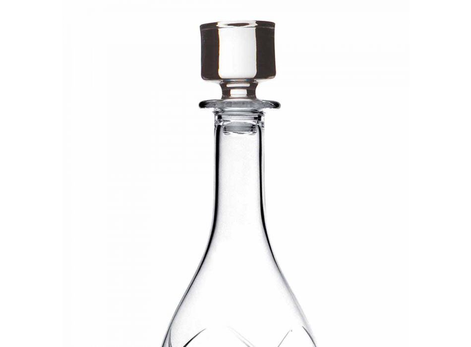 2 Weinflaschen mit runden Designdeckeln aus Öko-Kristall - Montecristo Viadurini