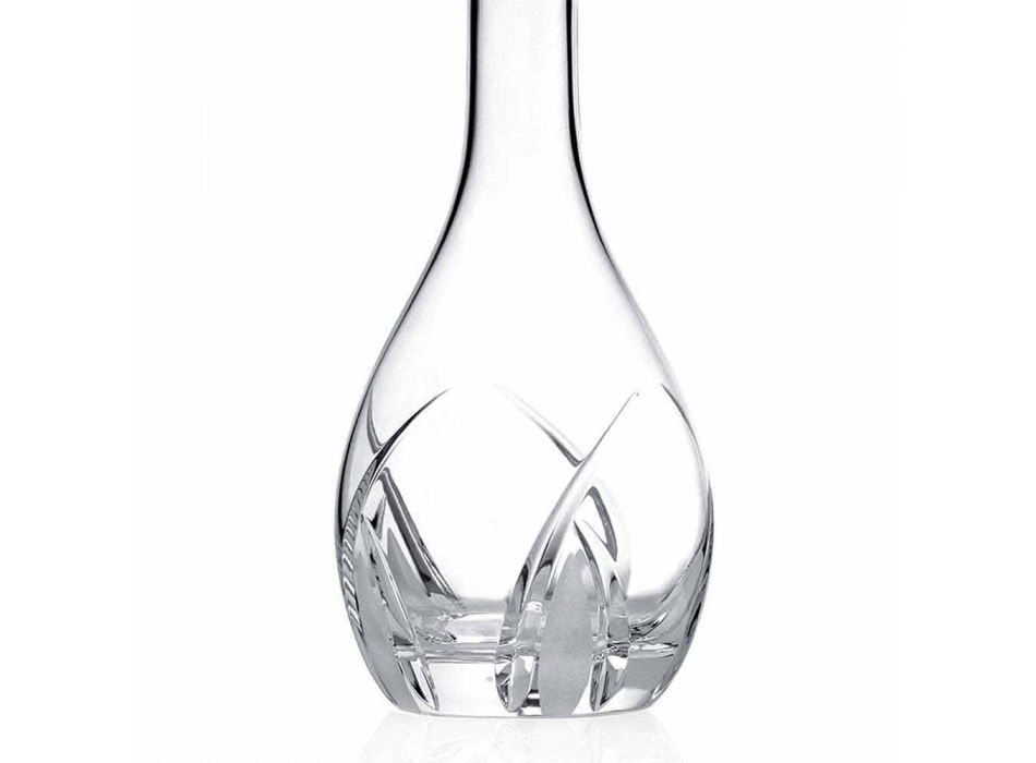2 Weinflaschen mit runden Designdeckeln aus Öko-Kristall - Montecristo Viadurini