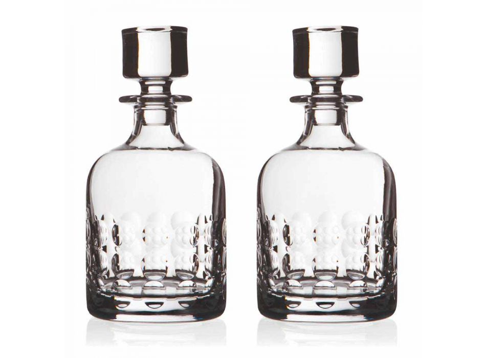 2 Flaschen Whisky aus ökologischem Kristall mit Kappe - Titanioball Viadurini