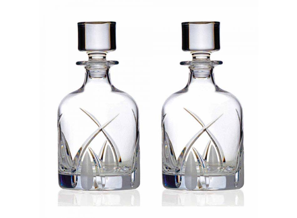 2 Whiskyflaschen mit zylindrischer Designkappe aus Öko-Kristall - Montecristo