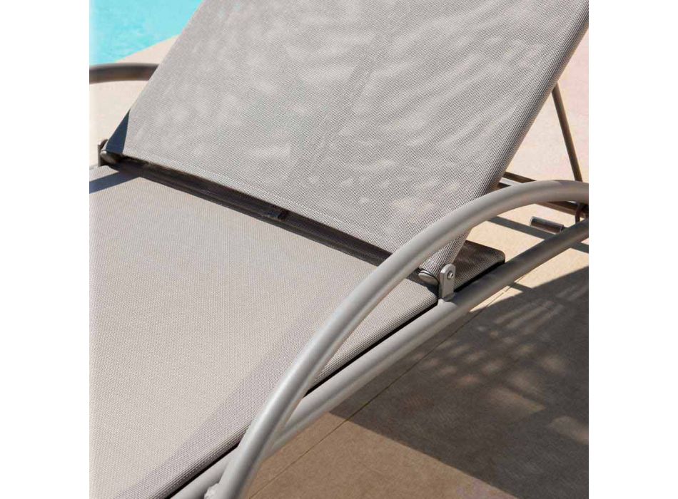 2 stapelbare Outdoor-Chaiselongues aus Metall und Stoff Made in Italy - Perlo Viadurini