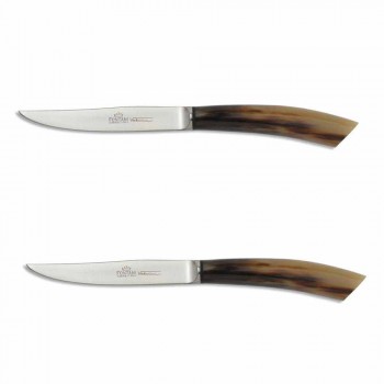 2 Steakmesser mit Horn- oder Holzgriff Made in Italy - Marino