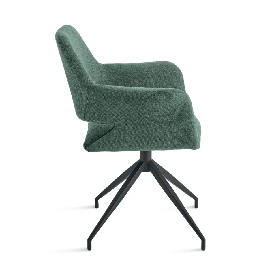 2 um 180° drehbare Sessel mit Stoffbezug und Metallgestell - Ivana Viadurini