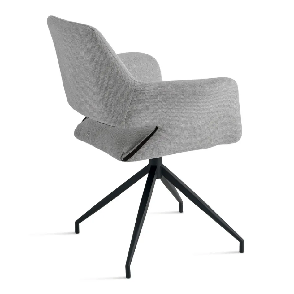 2 um 180° drehbare Sessel mit Stoffbezug und Metallgestell - Ivana Viadurini