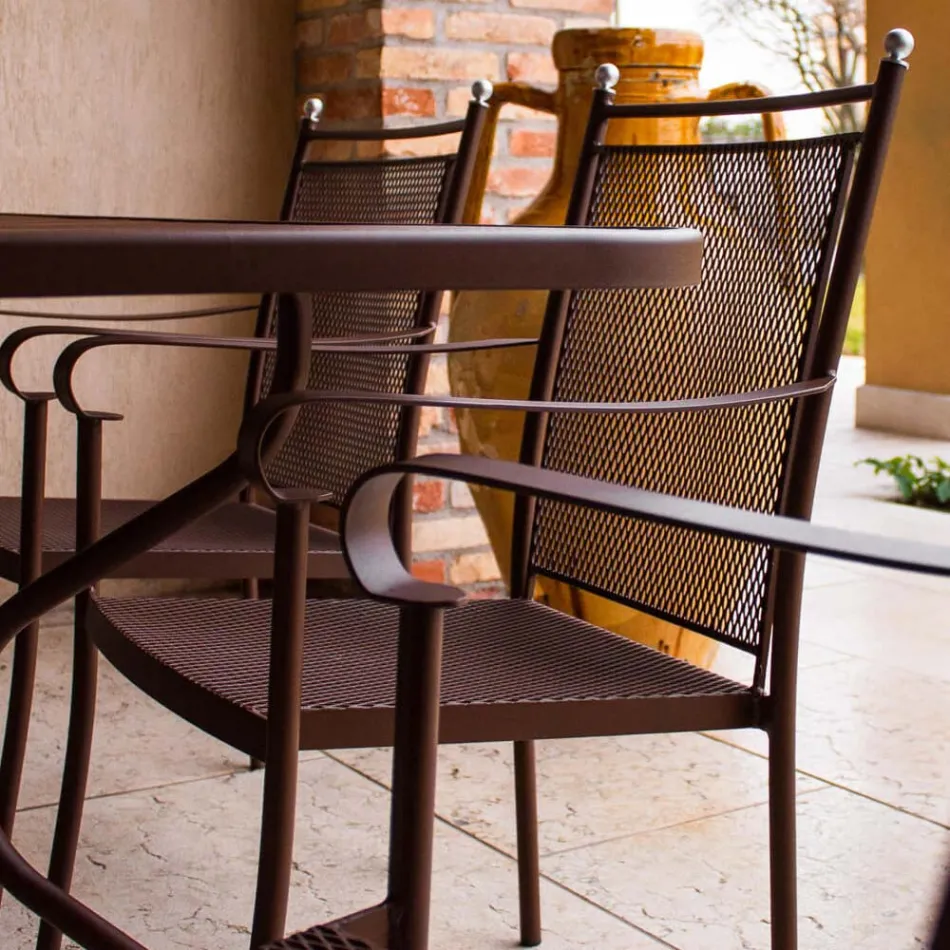 2 klassisch designte Metall-Gartensessel, hergestellt in Italien - Solis Viadurini
