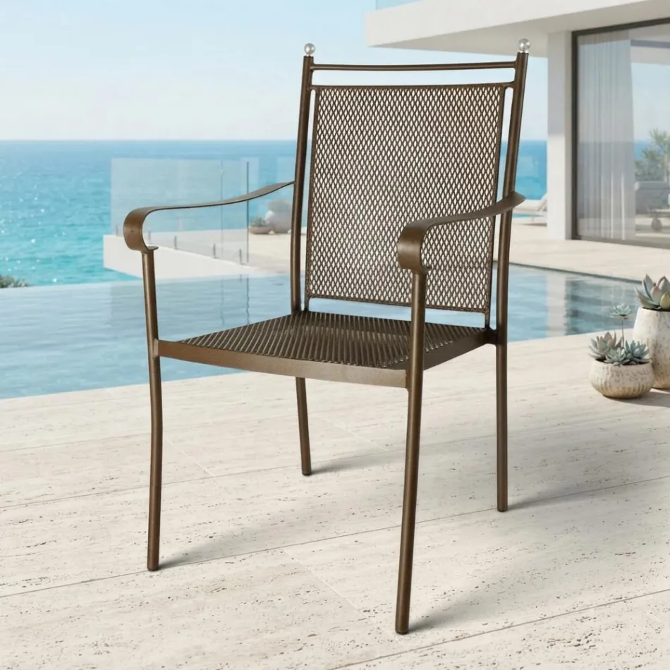 2 klassisch designte Metall-Gartensessel, hergestellt in Italien - Solis Viadurini
