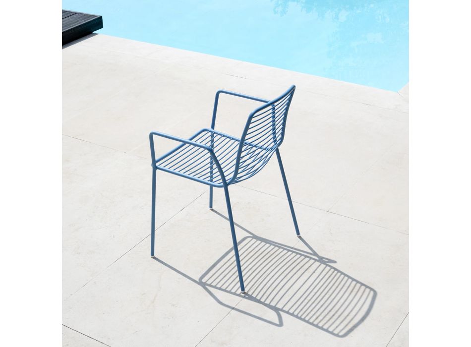 2 Outdoor-Sessel aus Stahl in verschiedenen Farben, hergestellt in Italien – Sommer Viadurini