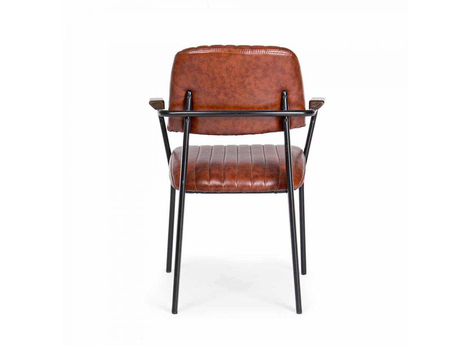2 Stühle mit Armlehnen aus Kunstleder Vintage Effekt Homemotion - Clare Viadurini