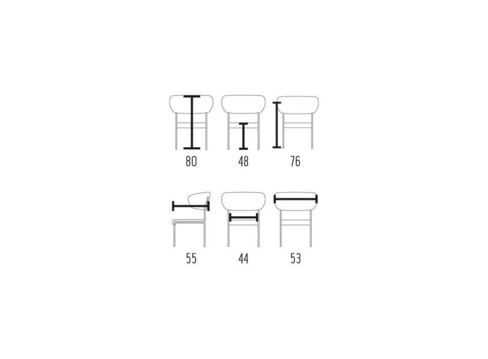 2 Stühle mit umlaufender Rückenlehne aus Made in Italy-Stoff – Schmetterling Viadurini