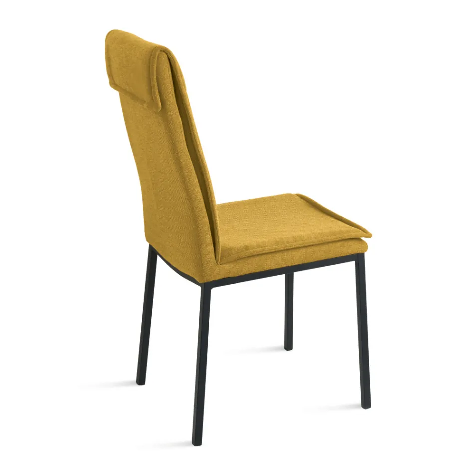 2 Polsterstühle mit farbenfrohem Stoffbezug und Metallgestell - Fabrizio Viadurini