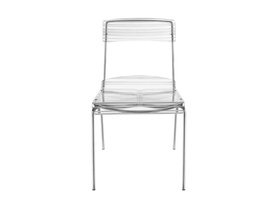 2 stapelbare Stühle aus Plexiglas und Eisen, hergestellt in Italien – Timon Viadurini