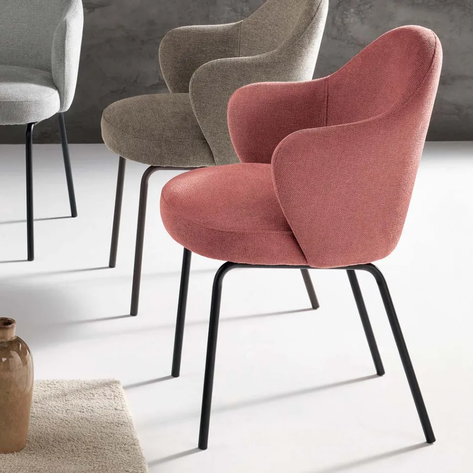 2 Stoffstühle mit Federkernsitz und Metallgestell - Alighieri Viadurini