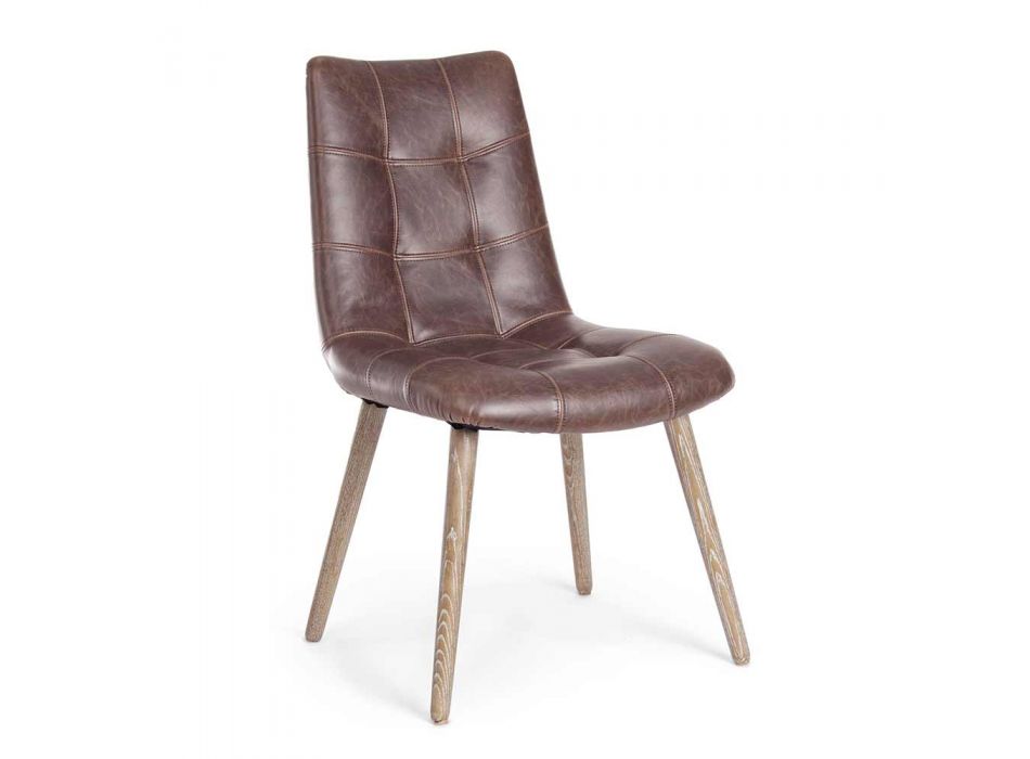 2 moderne Stühle im Industriestil mit Kunstleder Homemotion - Riella Viadurini