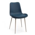 2 Monocoque-Stühle aus Holz und blauem Stoff, hergestellt in Italien – klein