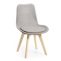 2 Monocoque-Stühle aus Holz und eisenfarbenem Stoff, hergestellt in Italien – klein