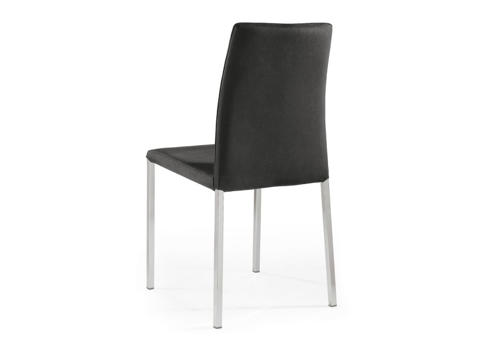 2 Stühle aus schwarzem Stoff und silbernen Stahlbeinen, hergestellt in Italien – Cadente Viadurini