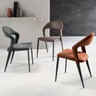 2 Stühle mit farbigem Kunstlederbezug und lackiertem Metallgestell - Boccaccio Viadurini