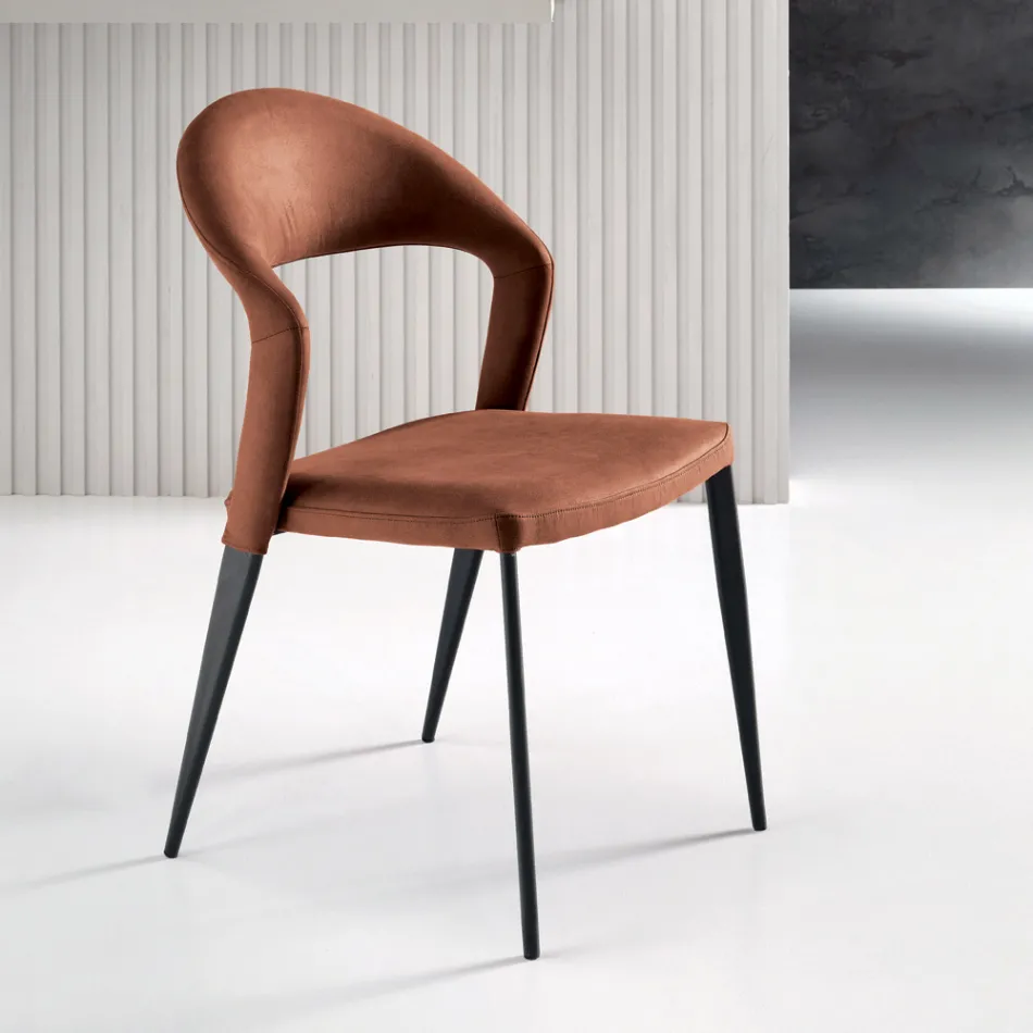 2 Stühle mit farbigem Kunstlederbezug und lackiertem Metallgestell - Boccaccio Viadurini