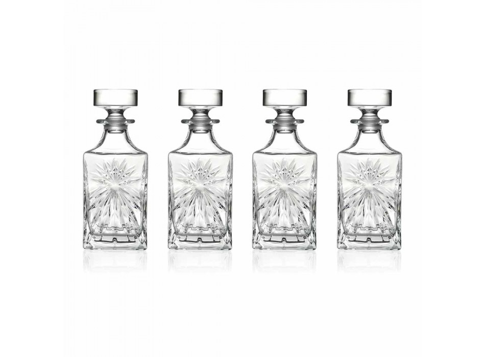 4 Whiskyflaschen mit Eco Crystal Cap Square Design - Daniele Viadurini