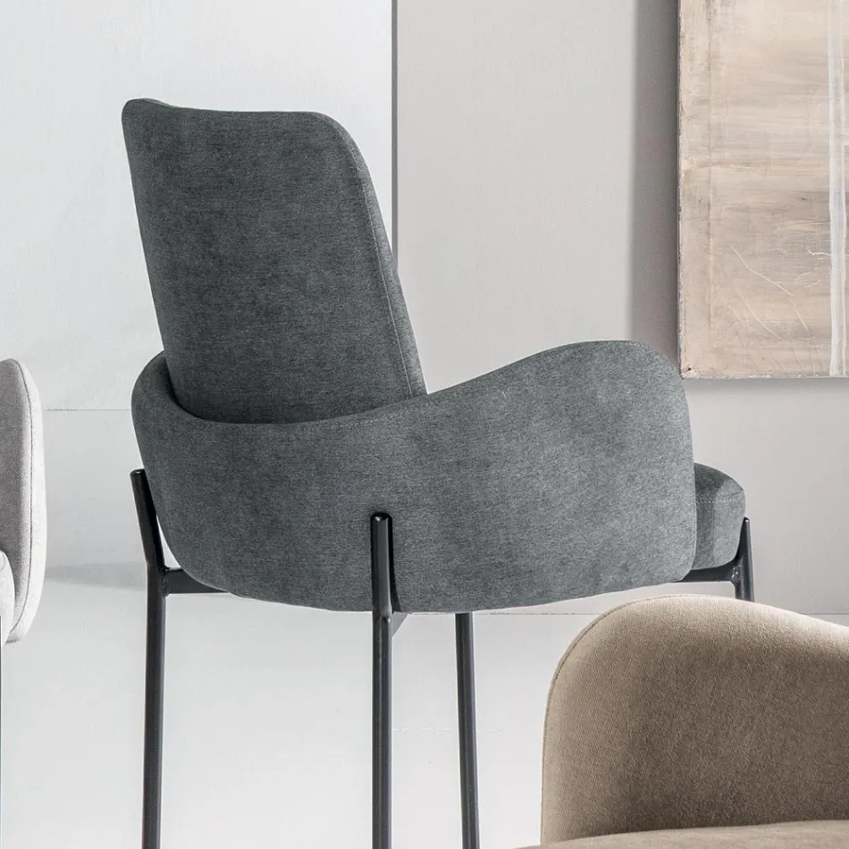 4 Sessel mit farbigem Stoffbezug und lackiertem Metallgestell - Lamberta Viadurini