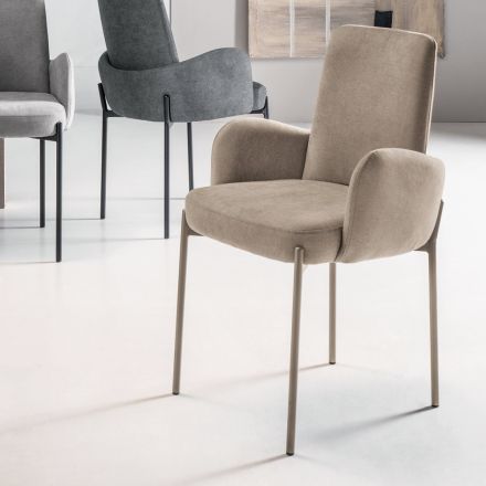 4 Sessel mit farbigem Stoffbezug und lackiertem Metallgestell - Lamberta Viadurini