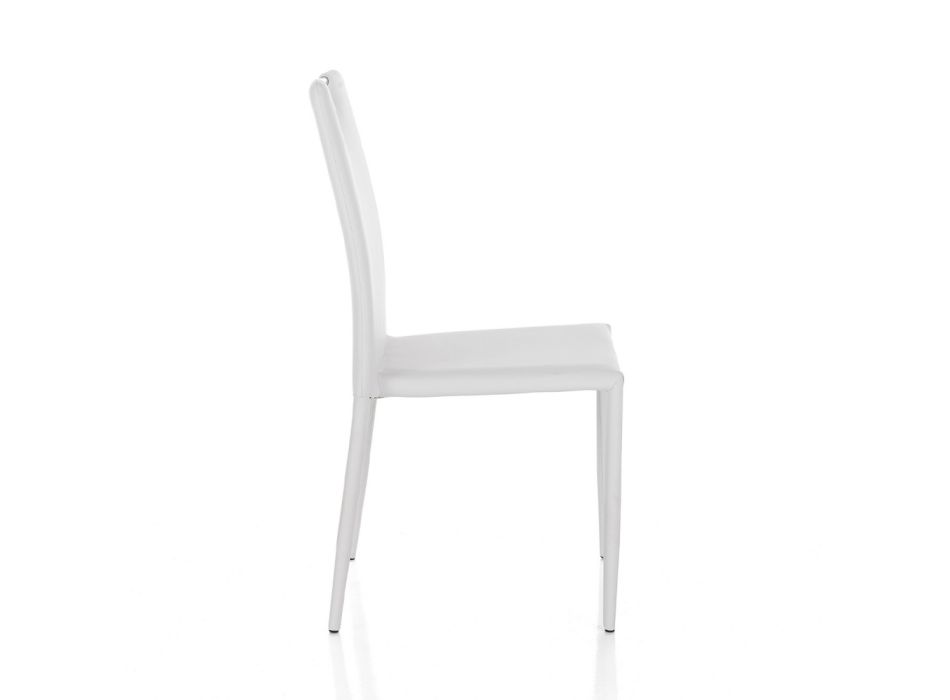 4 Stühle komplett gepolstert mit weißem Kunstleder – Tulio Viadurini