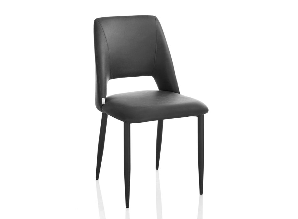 4 Stühle mit Metallrahmen und Mikrofasersitz - Hala Viadurini