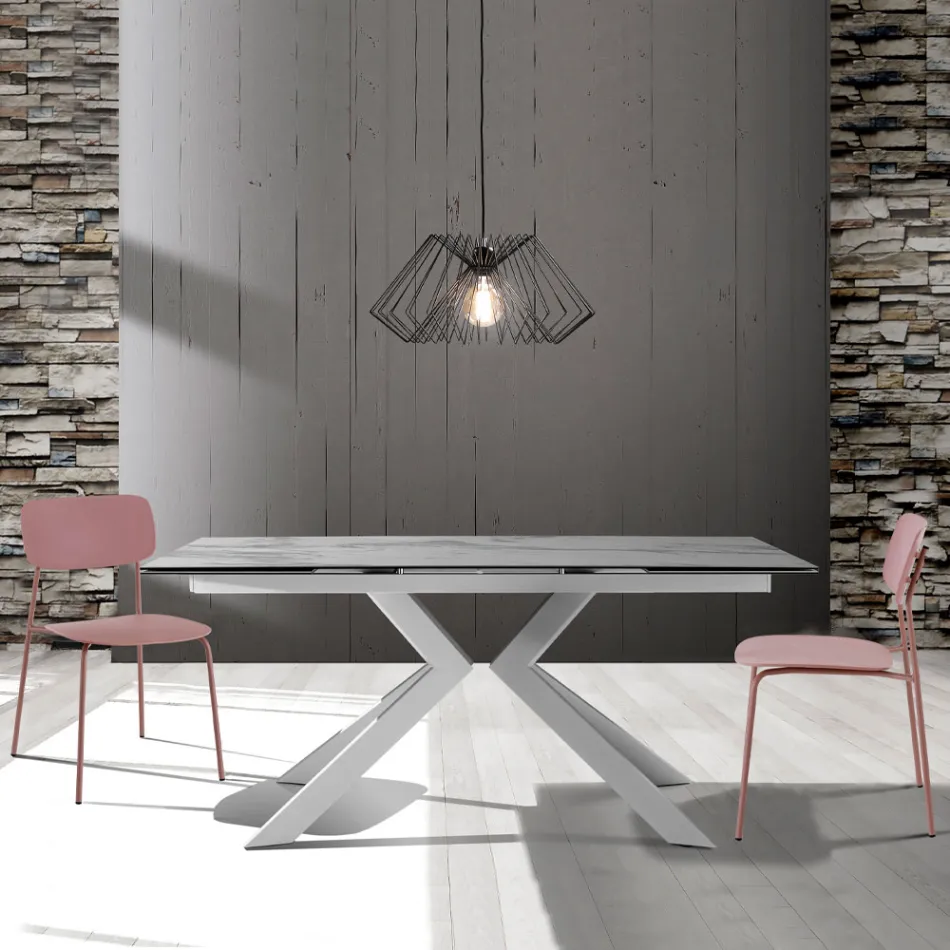 4 Esszimmerstühle aus Stahl und Polypropylen - Aquila Viadurini