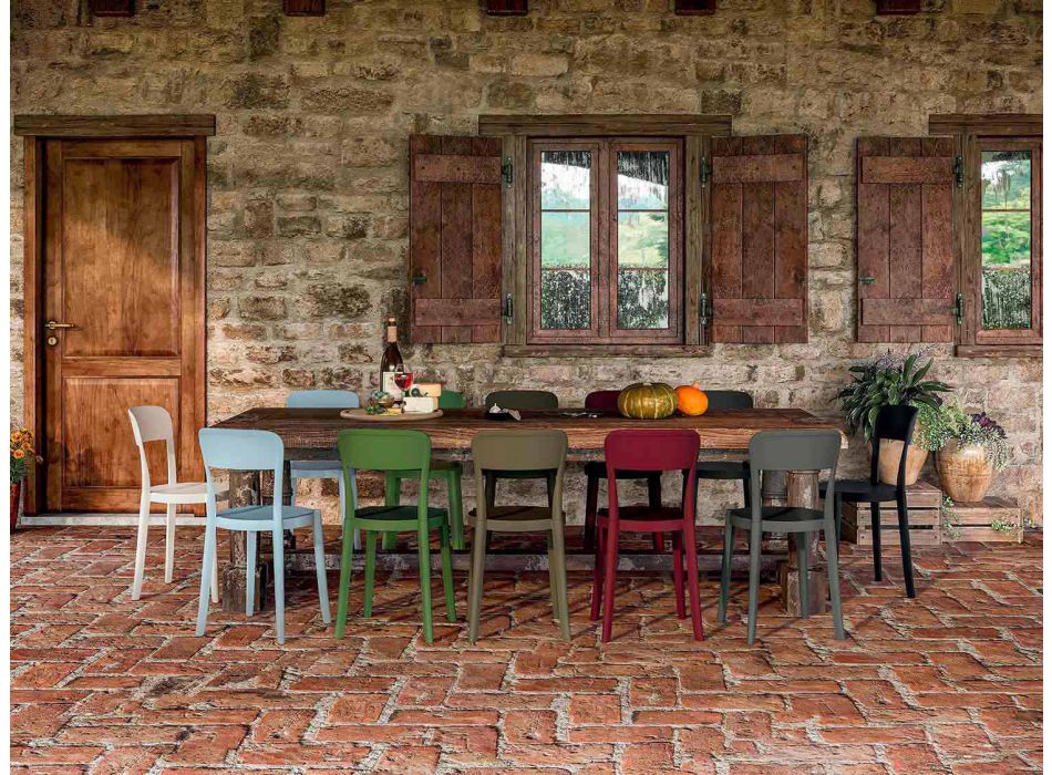 4 stapelbare Stühle aus Polypropylen im Freien Made in Italy Design - Alexus