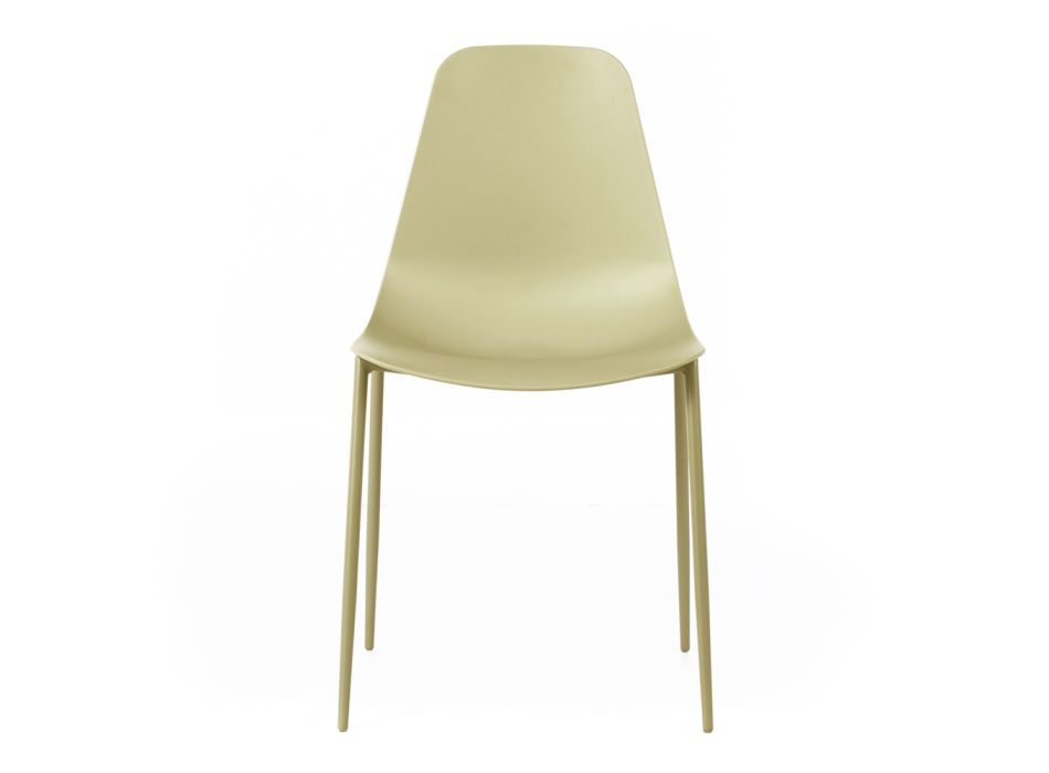 4 Stühle mit Polypropylen-Sitz und Metallbeinen – Mary Viadurini