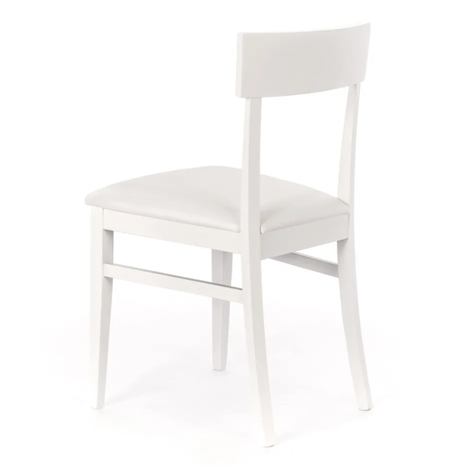 4 Stühle mit Kunstledersitz, Struktur und Beinen aus lackiertem Holz – Taikiri Viadurini