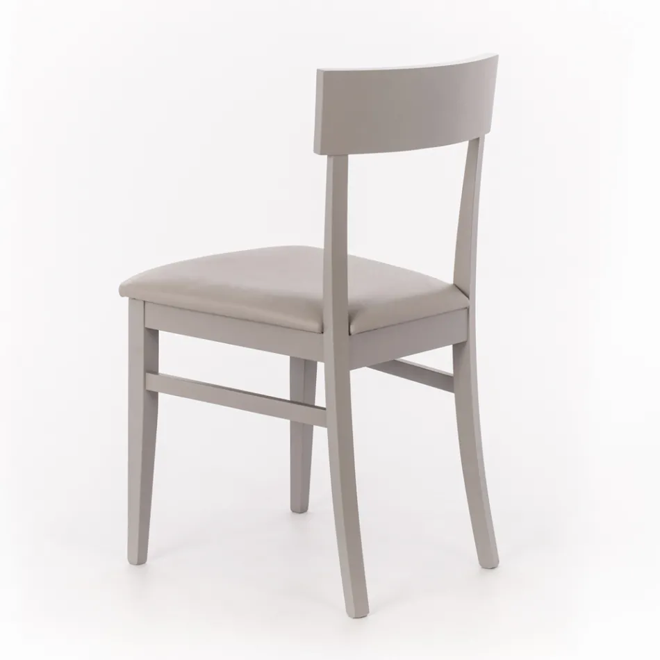 4 Stühle mit Kunstledersitz, Struktur und Beinen aus lackiertem Holz – Taikiri Viadurini