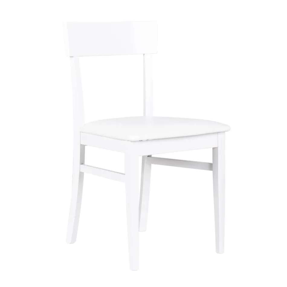 4 Stühle mit Kunstledersitz, Struktur und Beinen aus lackiertem Holz – Taikiri Viadurini