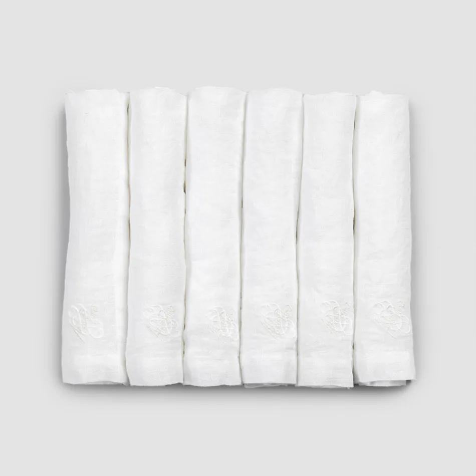 6 leichte Leinenservietten mit hochwertiger italienischer Luxusdekoration – Virtu Viadurini